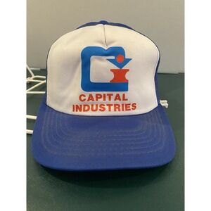 Vintage Capital Industries Trucker Hat Snapback Korea Blue White Foam Mesh‎ 80s